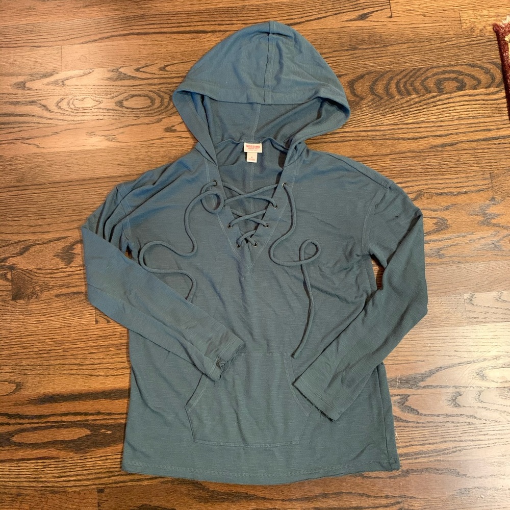 Mossimo Supply Co. Aqua Teal Lace-Up Hoodie